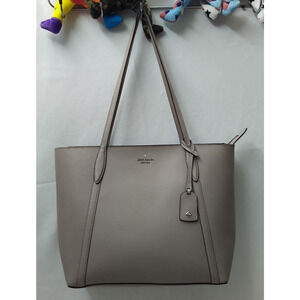 Kate Spade New York Cara Gray Leather Double Handle Tote Shoulder Bag